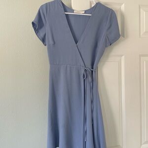 Elegant Blue Wrap Dress